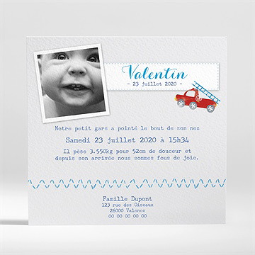 Faire-part naissance le défilé - Dos du faire-part