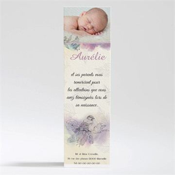 Remerciement naissance jolies couleurs pour fille