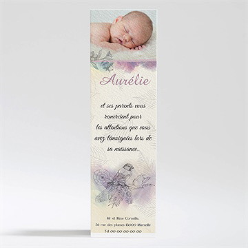 Remerciement naissance jolies couleurs pour fille