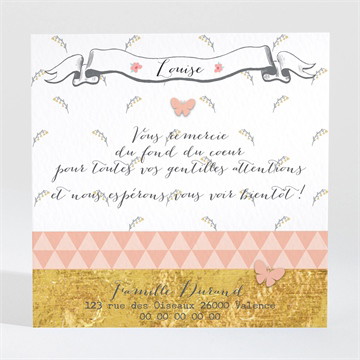 Remerciement naissance délicats papillons