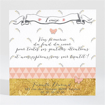 Remerciement naissance délicats papillons