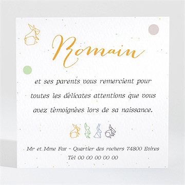 Remerciement naissance petits animaux tendance