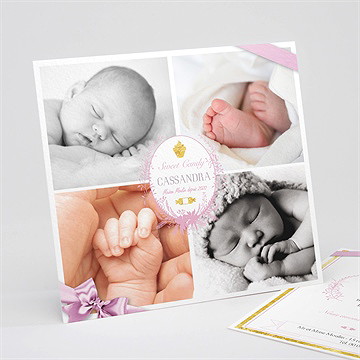 Faire-part naissance mosaïque 4 photos