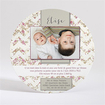 Faire-part naissance classique vintage photo - Dos du faire-part