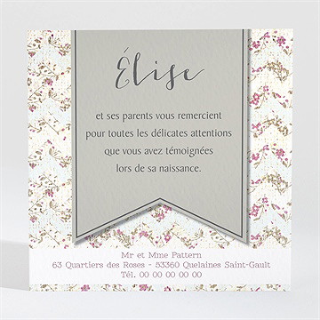 Remerciement naissance classique vintage photo