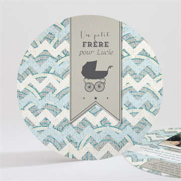 Faire-part naissance petits motifs et landau