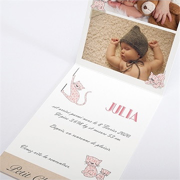 Faire-part naissance graphismes géométriques rose - Intérieur du faire-part