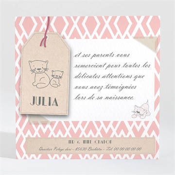 Remerciement naissance graphismes géométriques rose