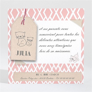 Remerciement naissance graphismes géométriques rose