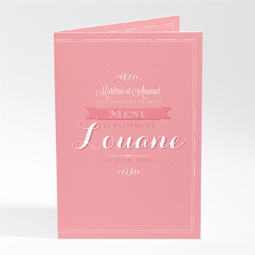 Menu baptême tendance typographique