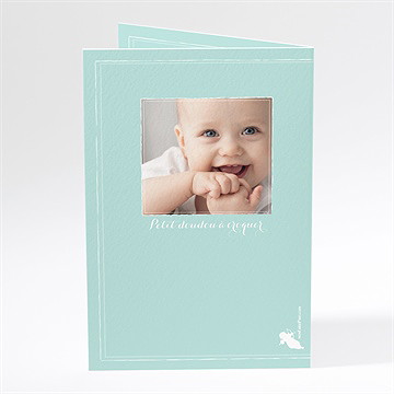 Menu baptême faire part vert d'eau - Dos du menu