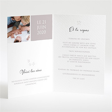 Menu baptême la tête dans les étoiles - Menu ouvert