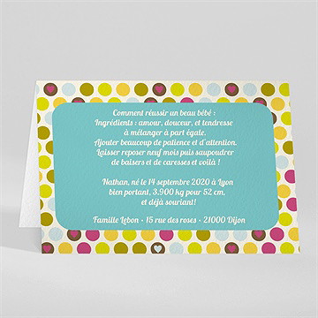 Faire-part naissance confettis vintage - Dos du faire-part