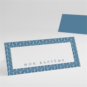 Marque-place baptême joli cadre bleu
