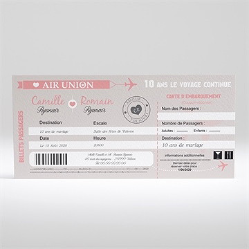 Invitation anniversaire de mariage invitation air union - Dos du faire-part