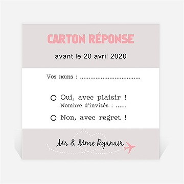 Carton réponse anniversaire de mariage invitation air union