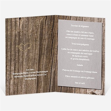 Menu anniversaire de mariage les noces de bois - Menu ouvert