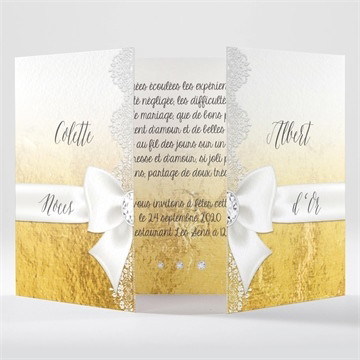 Invitation anniversaire de mariage joli noeud or