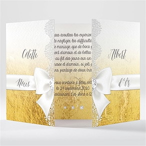 Invitation anniversaire de mariage joli noeud or
