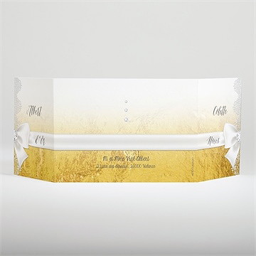 Invitation anniversaire de mariage joli noeud or - Dos du faire-part