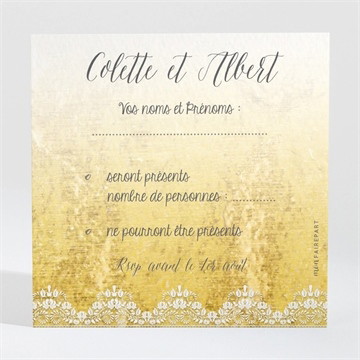 Carton réponse anniversaire de mariage joli noeud or