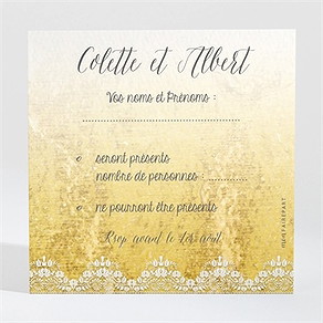 Carton réponse anniversaire de mariage joli noeud or