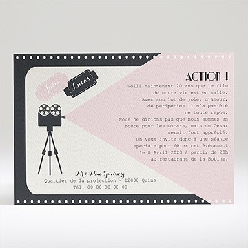 Invitation anniversaire de mariage le film de notre vie - Dos du faire-part