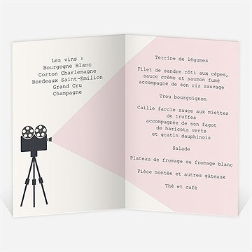Menu anniversaire de mariage le film de notre vie - Menu ouvert
