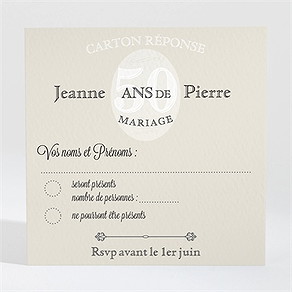Carton réponse anniversaire de mariage notre roman photo accordéon