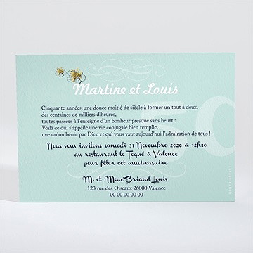 Invitation anniversaire de mariage nos beaux souvenirs - Dos du faire-part