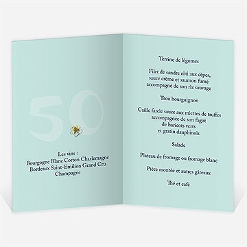 Menu anniversaire de mariage nos beaux souvenirs - Faire part ouvert