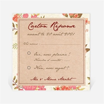 Carton réponse anniversaire de mariage carte invitation classique