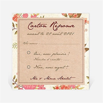 Carton réponse anniversaire de mariage carte invitation classique