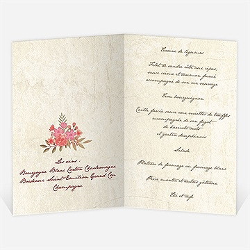 Menu anniversaire de mariage carte invitation classique - Menu ouvert