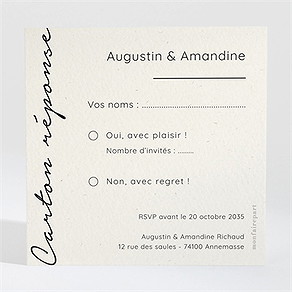 Carton réponse anniversaire de mariage rose poudré