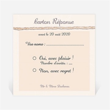 Carton réponse anniversaire de mariage ficelle pastel trompe l'oeil