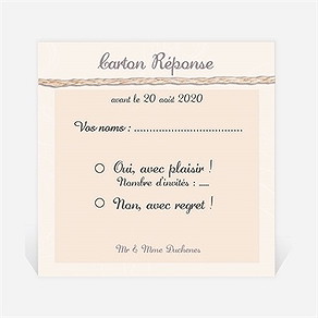 Carton réponse anniversaire de mariage ficelle pastel trompe l'oeil