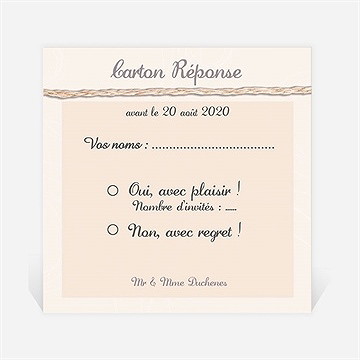 Carton réponse anniversaire de mariage ficelle pastel trompe l'oeil