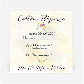 Carton réponse anniversaire de mariage invitation jardin fleuri
