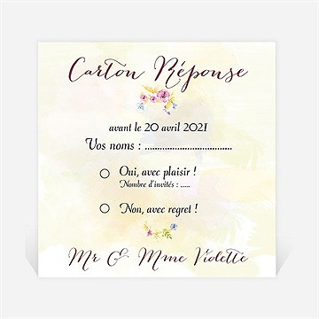 Carton réponse anniversaire de mariage invitation jardin fleuri