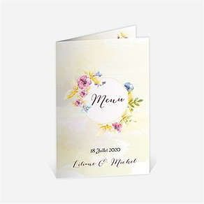 Menu anniversaire de mariage invitation jardin fleuri