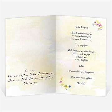 Menu anniversaire de mariage invitation jardin fleuri - Menu ouvert