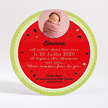 Faire-part naissance jolie pastèque - Dos du faire-part