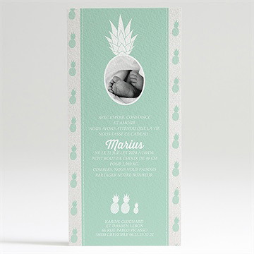 Faire-part naissance ananas - Dos du faire-part