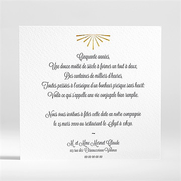 Invitation anniversaire de mariage célébrons nos noces d'or ! - Dos du faire-part