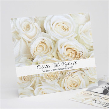 Invitation anniversaire de mariage lit de roses blanches