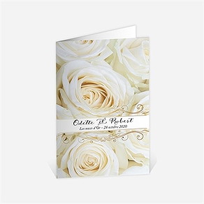 Menu anniversaire de mariage lit de roses blanches