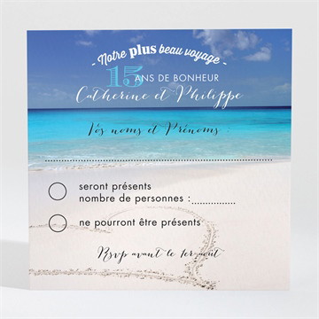 Carton réponse anniversaire de mariage venez voyager avec nous !