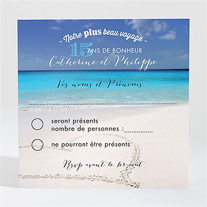 Carton réponse anniversaire de mariage venez voyager avec nous !