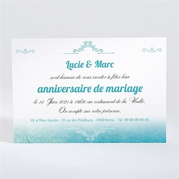 Invitation anniversaire de mariage carte classique et vintage - Dos du faire-part